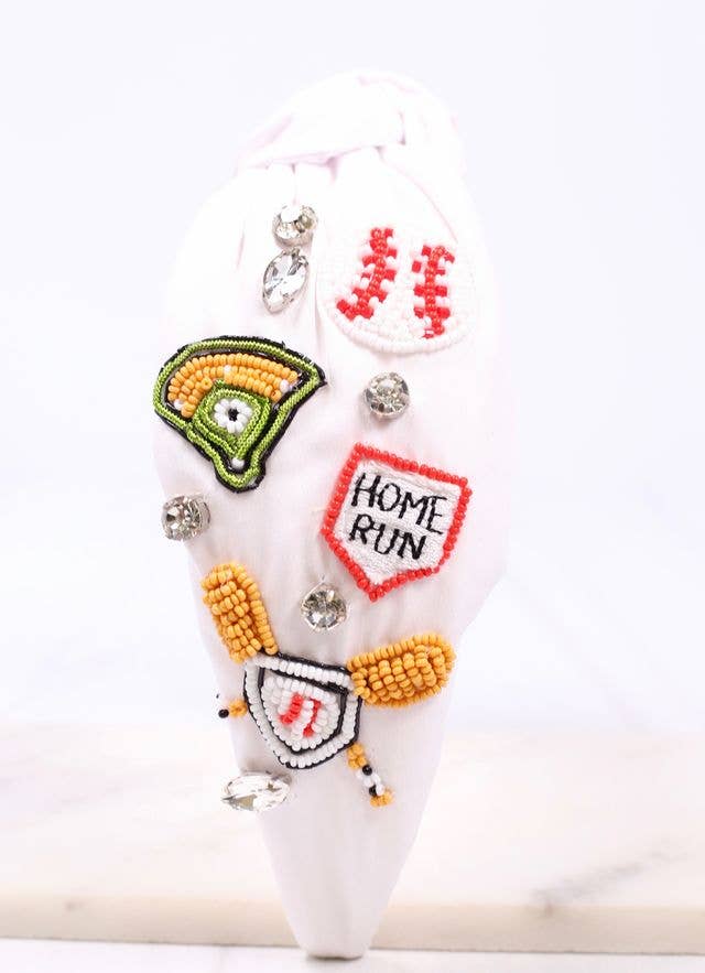 Home Run Baseball Headband WHITE - Bria Blair Creative