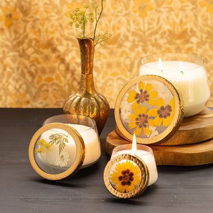 Honey Tobacco Large Pressed Floral Candle - Bria Blair Creative