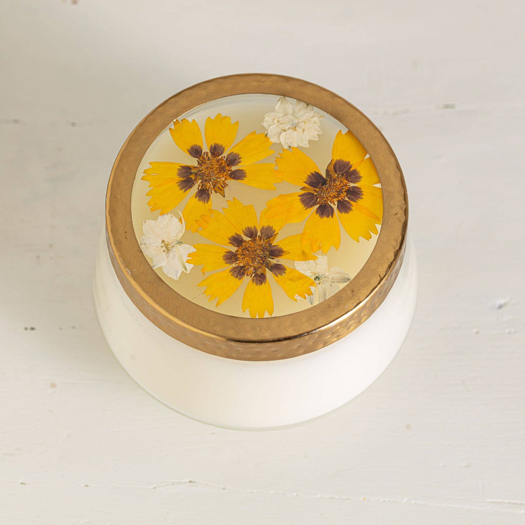 Honey Tobacco Large Pressed Floral Candle - Bria Blair Creative