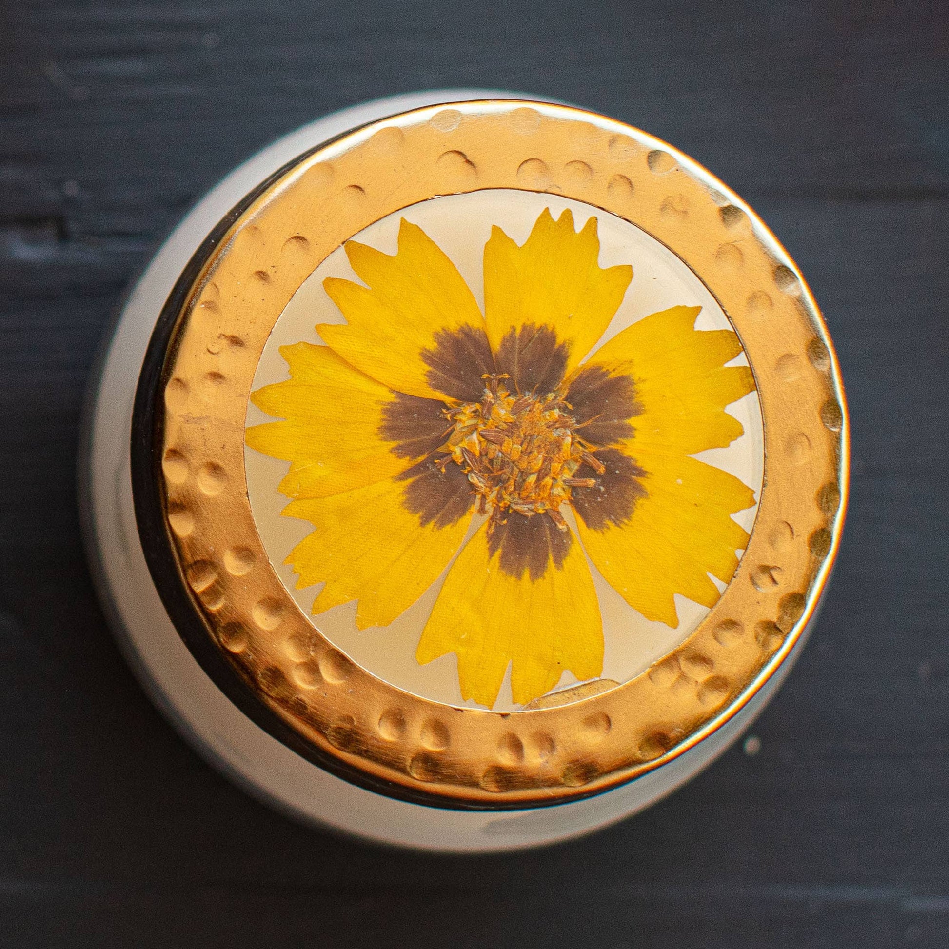 Honey Tobacco Small Pressed Floral Candle - Bria Blair Creative