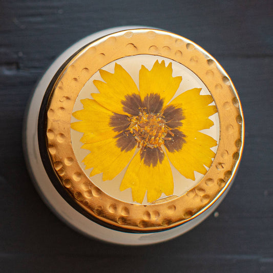 Honey Tobacco Small Pressed Floral Candle - Bria Blair Creative