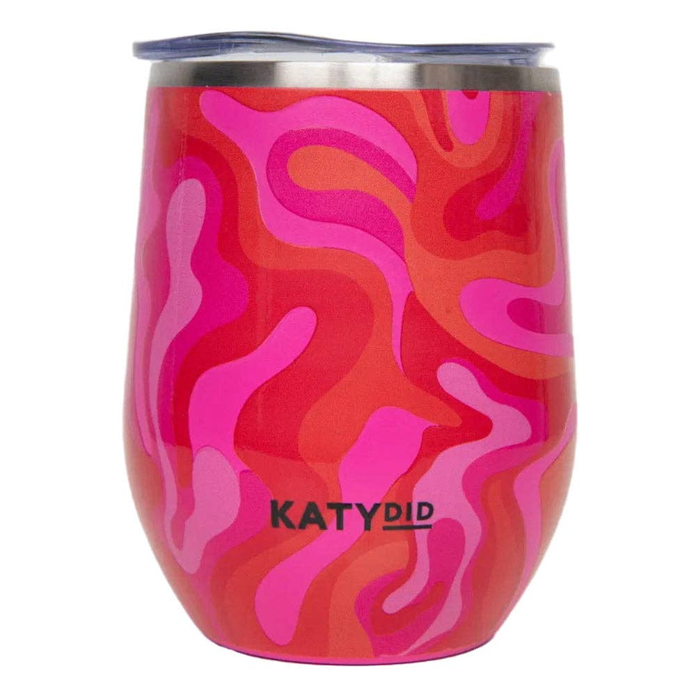 Hot Pink Retro Swirl Stemless Wine Tumbler: Hot Pink - Bria Blair Creative