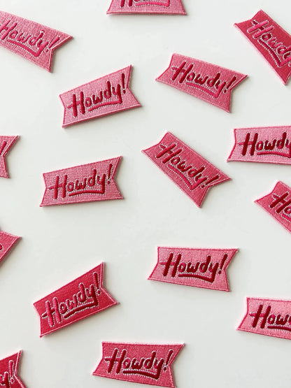 Howdy Embroidered Patch Iron - On Patch Pink Patch - Bria Blair Creative