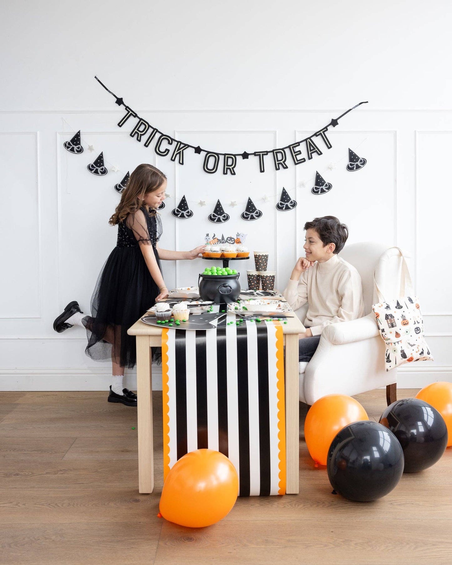 HPH1220 - Orange and Black Striped Paper Table Runner - Bria Blair Creative