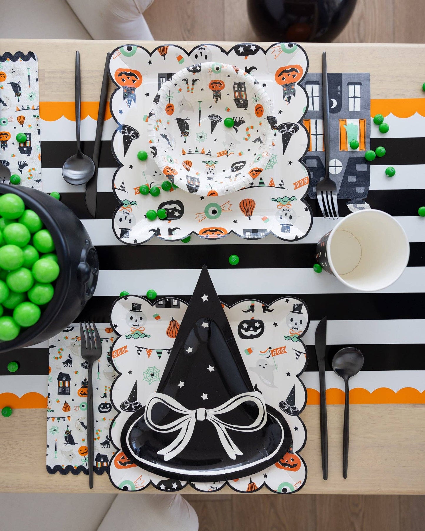 HPH1220 - Orange and Black Striped Paper Table Runner - Bria Blair Creative