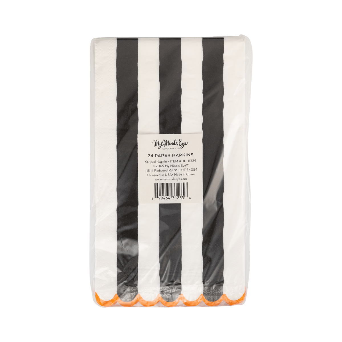 HPH1339 - Black and Cream Striped Dinner Napkin - Bria Blair Creative