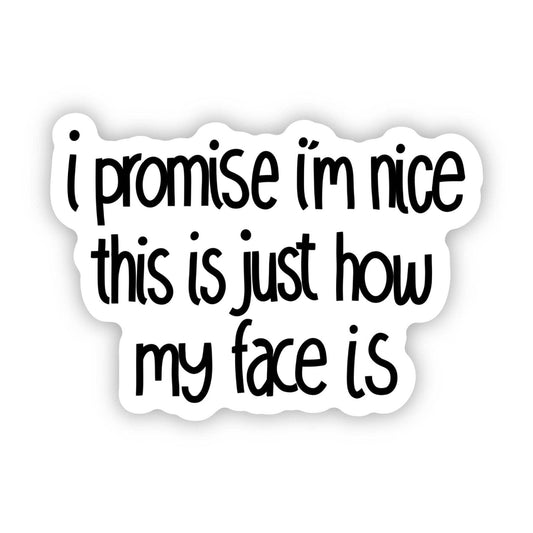 I Promise I'm Nice This Is Just How My Face Is Text Sticker - Bria Blair Creative