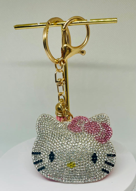 Rhinestone Hello Kitty Puffy Keychain