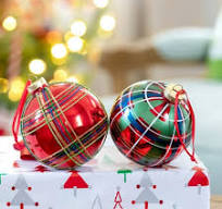 Tartan Plaid Glass Ball Ornament, 2 Assorted Styles