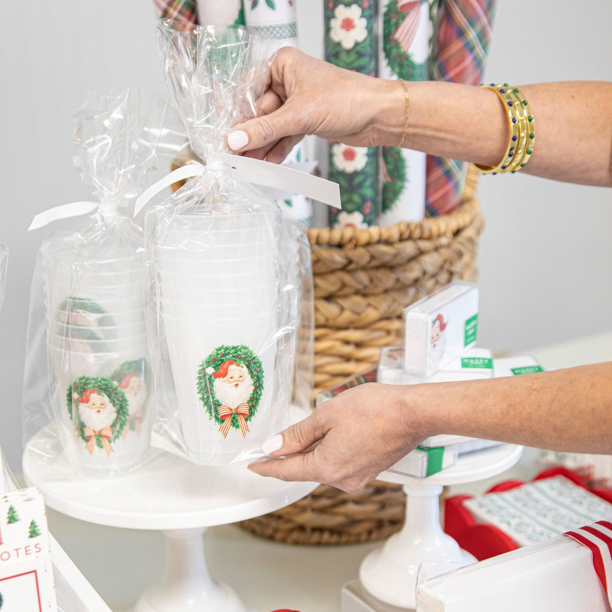 In Stock Santa Claus Wreath Shatterproof Cups | Set of 8: Default Title - Bria Blair Creative