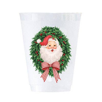 In Stock Santa Claus Wreath Shatterproof Cups | Set of 8: Default Title - Bria Blair Creative