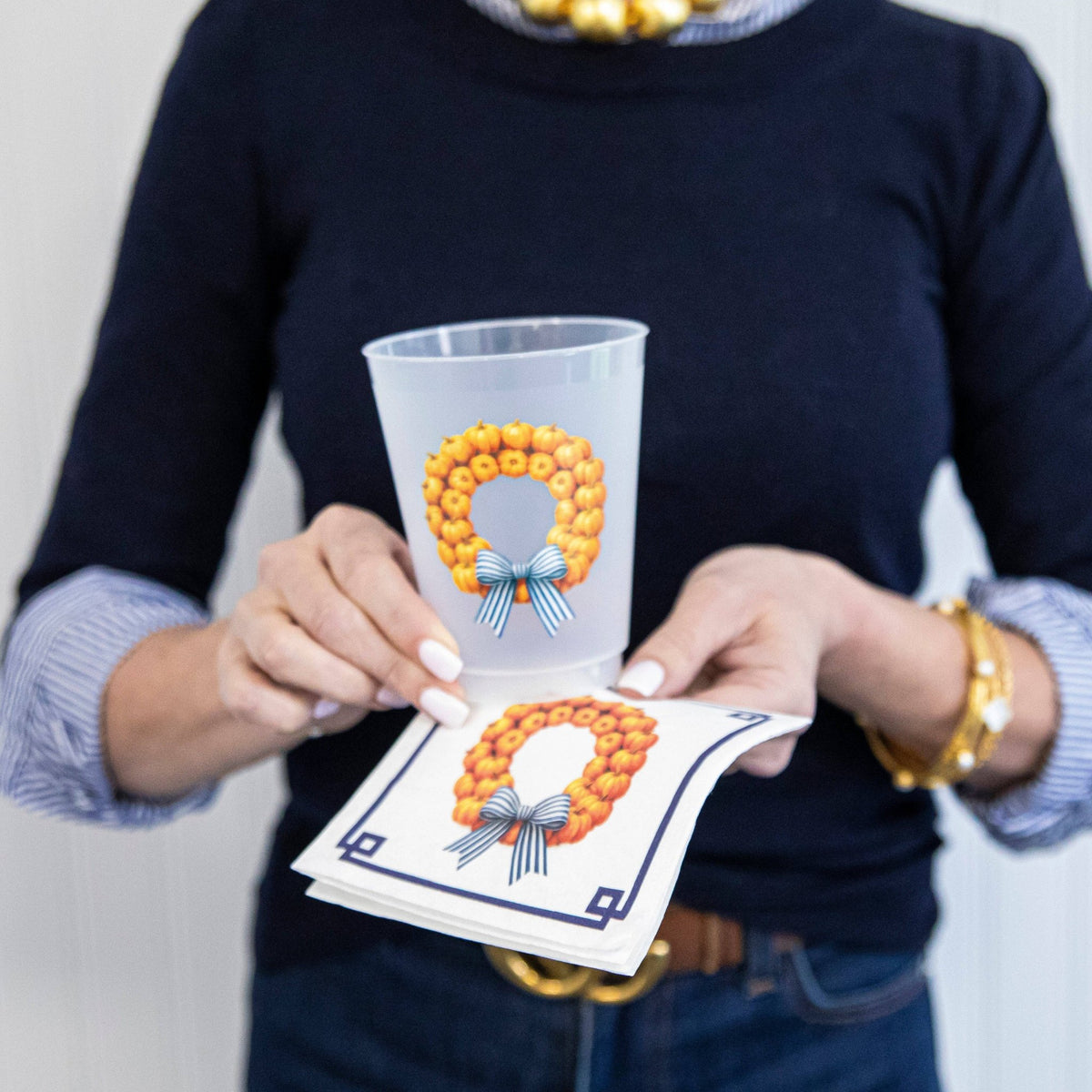 In Stock WH Paper Cocktail Napkins | Pumpkin Wreath: Default Title - Bria Blair Creative