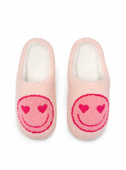 Indoor / Outdoor Slippers - Heart Eyes Happy Faces - Pink: M/L - Bria Blair Creative