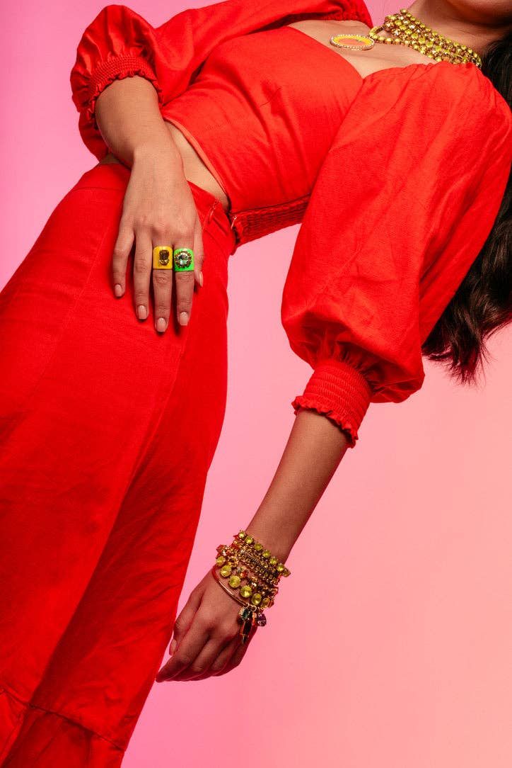 Jacci Ring in Enamel: Neon Yellow - Bria Blair Creative