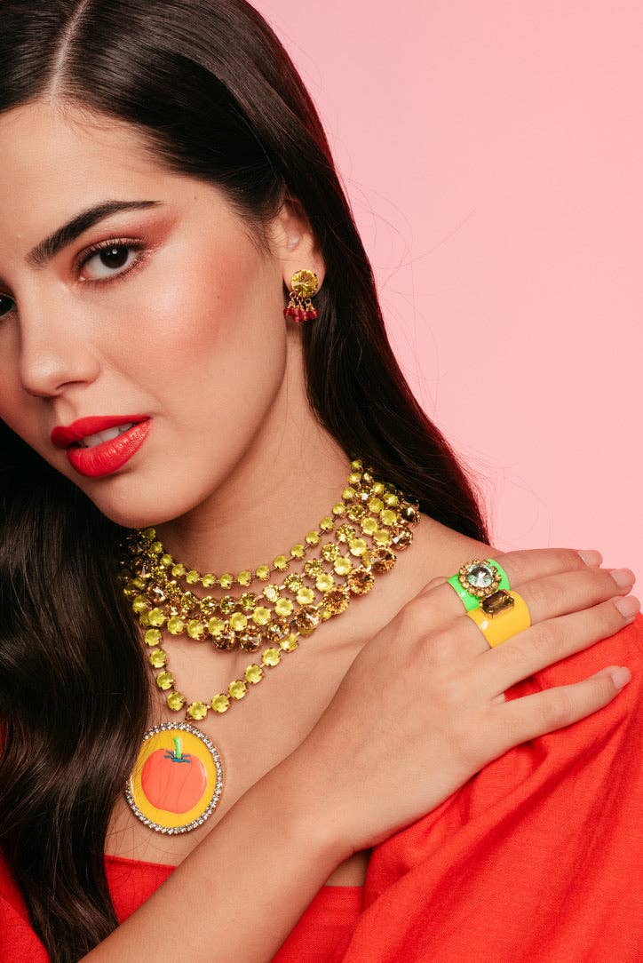 Jacci Ring in Enamel: Neon Yellow - Bria Blair Creative