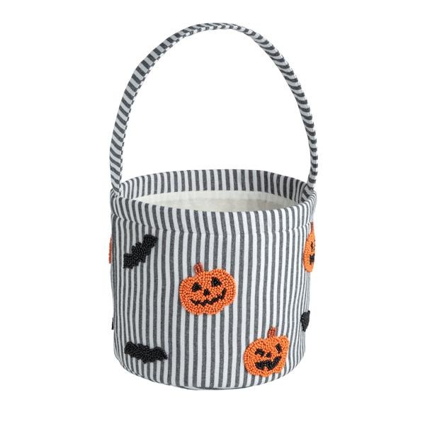 Jack - O - Lantern Beaded Halloween Bucket - Bria Blair Creative