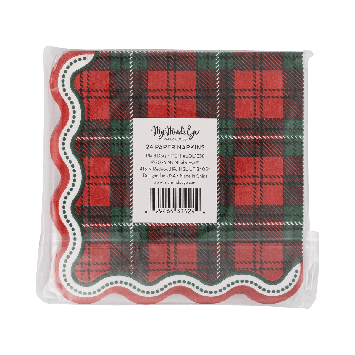 JOL1338 - Red and Green Plaid Christmas Cocktail Napkins - Bria Blair Creative