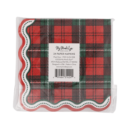 JOL1338 - Red and Green Plaid Christmas Cocktail Napkins - Bria Blair Creative