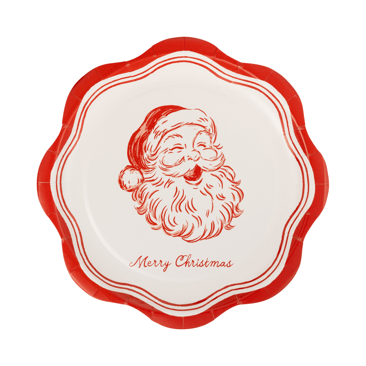 JOL1340 - Red Vintage Santa Merry Christmas 8" Salad Plates - Bria Blair Creative