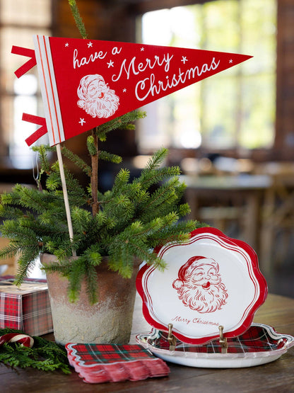 JOL1340 - Red Vintage Santa Merry Christmas 8" Salad Plates - Bria Blair Creative