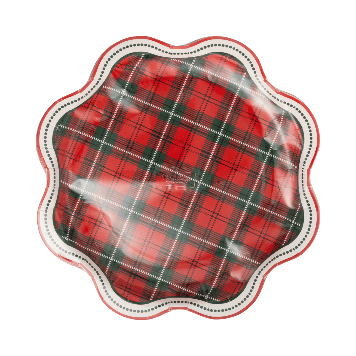 JOL1342 - Red and Green Plaid Scalloped 10" Dinner Plates - Bria Blair Creative