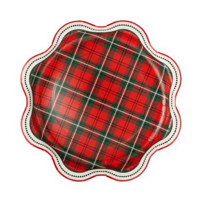 JOL1342 - Red and Green Plaid Scalloped 10" Dinner Plates - Bria Blair Creative
