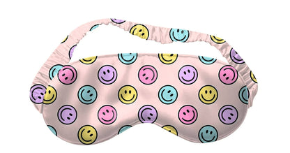 Karma Smiley Face Satin Sleep Mask Eye Cover for Bed - Bria Blair Creative