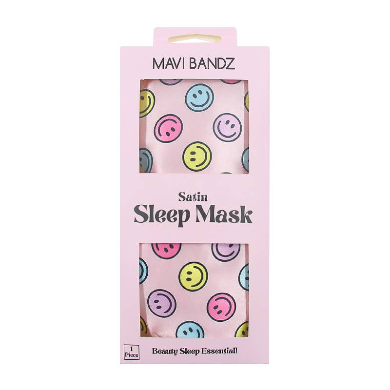 Karma Smiley Face Satin Sleep Mask Eye Cover for Bed - Bria Blair Creative