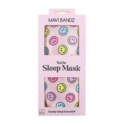 Karma Smiley Face Satin Sleep Mask Eye Cover for Bed - Bria Blair Creative