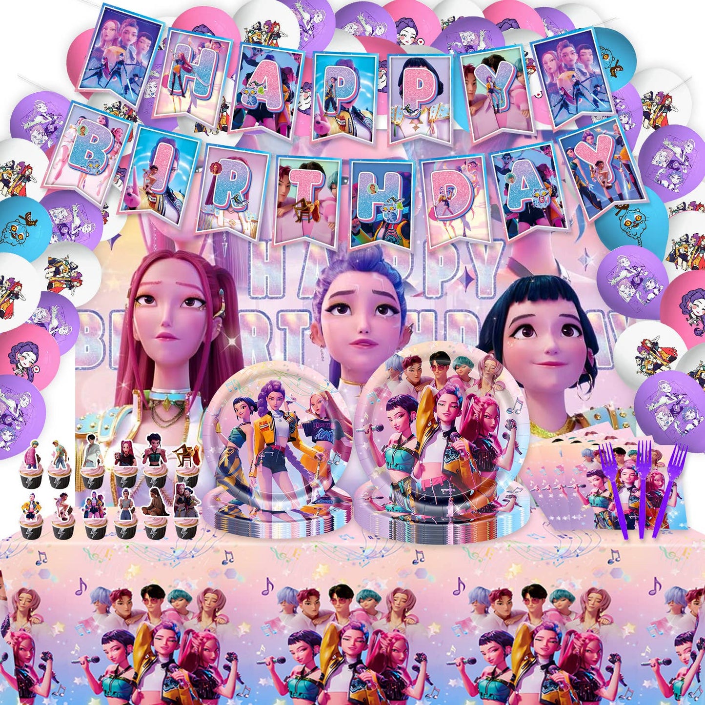 KDH K - pop Inspired fan Birthday Decor Birthday Supplies Sets: A - Bria Blair Creative