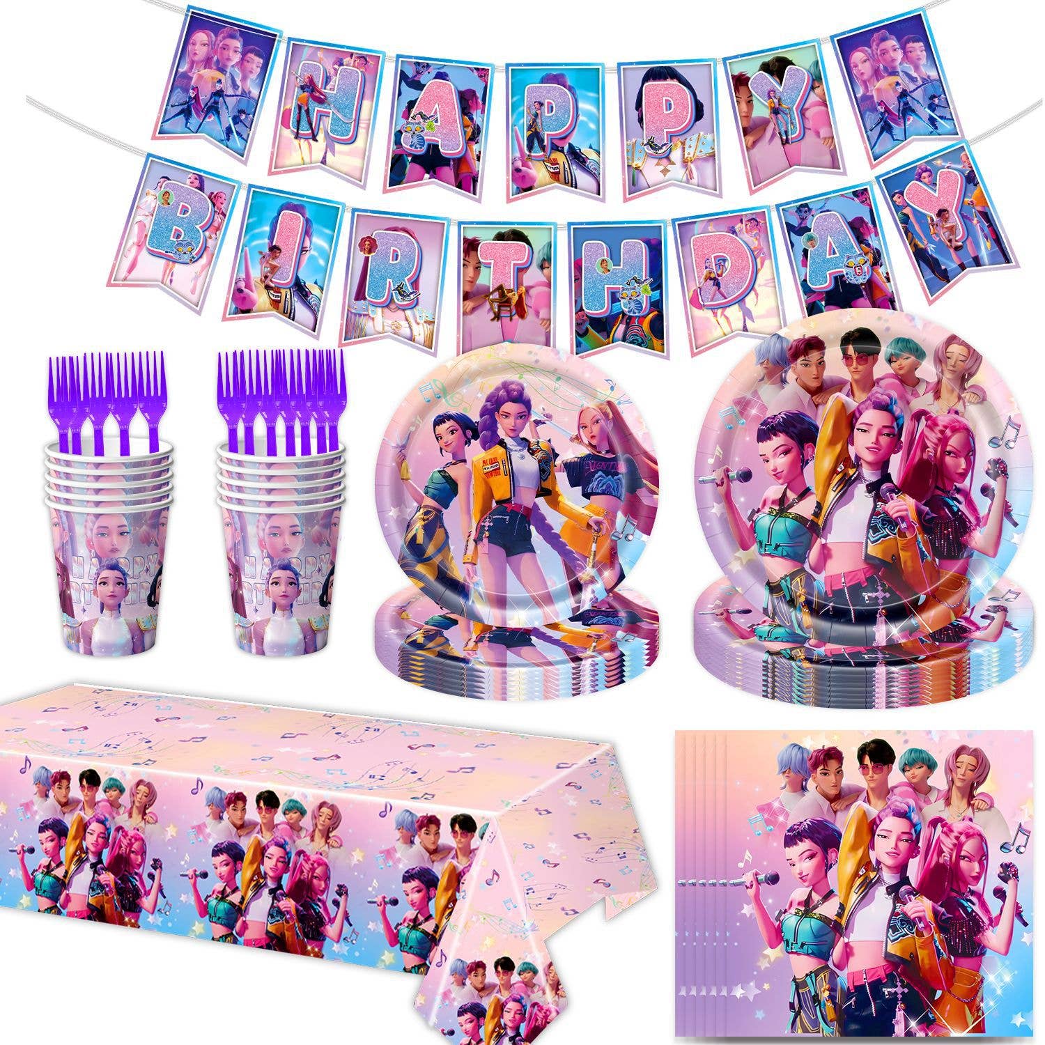 KDH K - pop Inspired fan Birthday Decor Birthday Supplies Sets: A - Bria Blair Creative