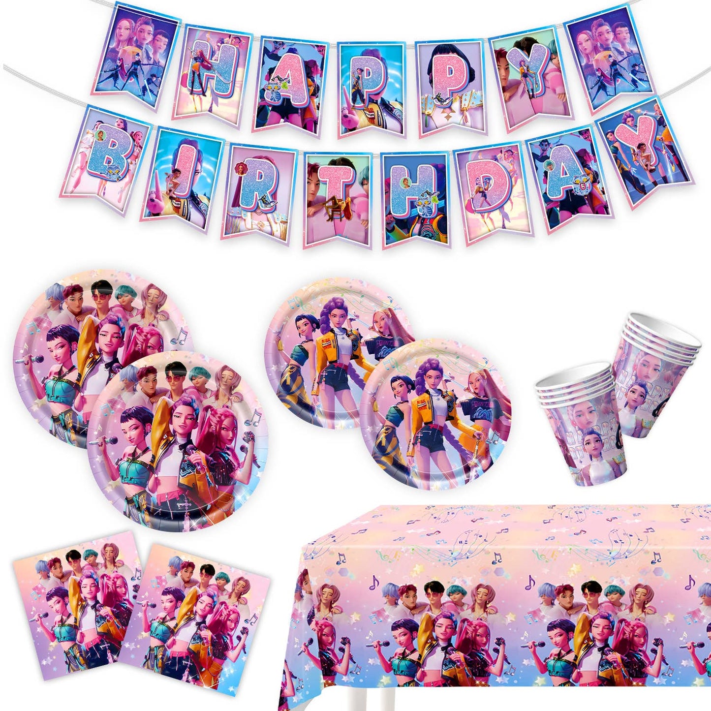 KDH K - pop Inspired fan Birthday Decor Birthday Supplies Sets: A - Bria Blair Creative
