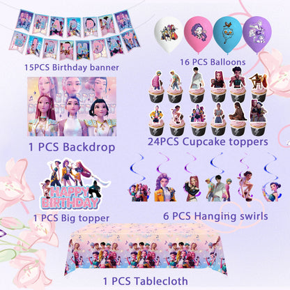 KDH K - pop Inspired fan Birthday Decor Birthday Supplies Sets: A - Bria Blair Creative
