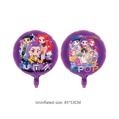 KDH K - pop inspired printed aluminum foil balloon - 50unit: 18 - inch Demon Hunter Girl Double - Sided Sphere - Bria Blair Creative