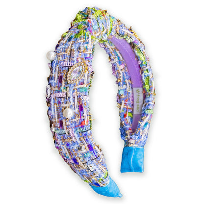 Kids Knot Headband - Embellished Rhinestone Pearl Tweed: Pink - Bria Blair Creative