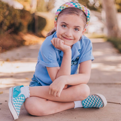 Kids Rhinestone Headband - Padded Checkerboard Hair Band - Bria Blair Creative