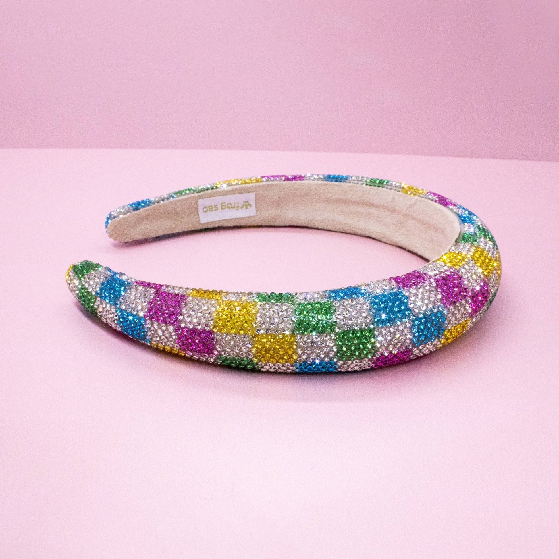 Kids Rhinestone Headband - Padded Checkerboard Hair Band - Bria Blair Creative