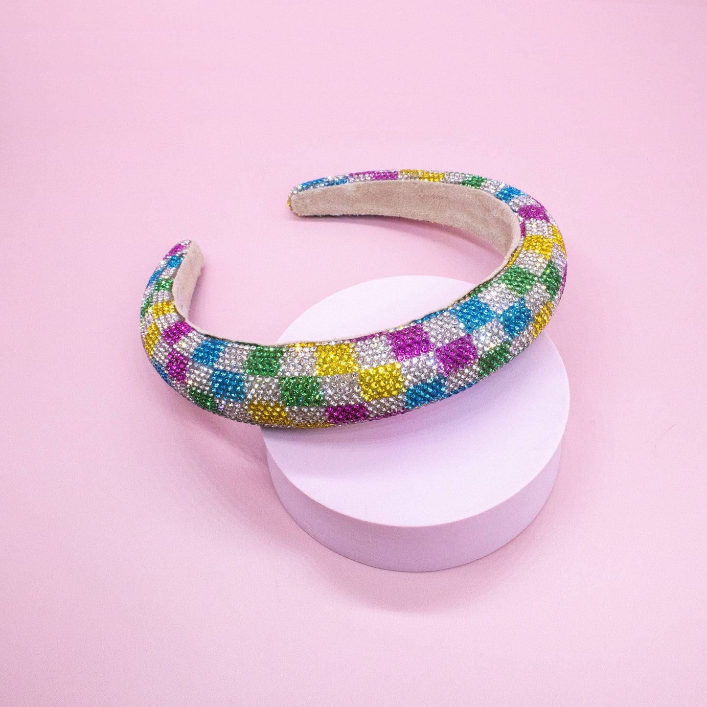 Kids Rhinestone Headband - Padded Checkerboard Hair Band - Bria Blair Creative