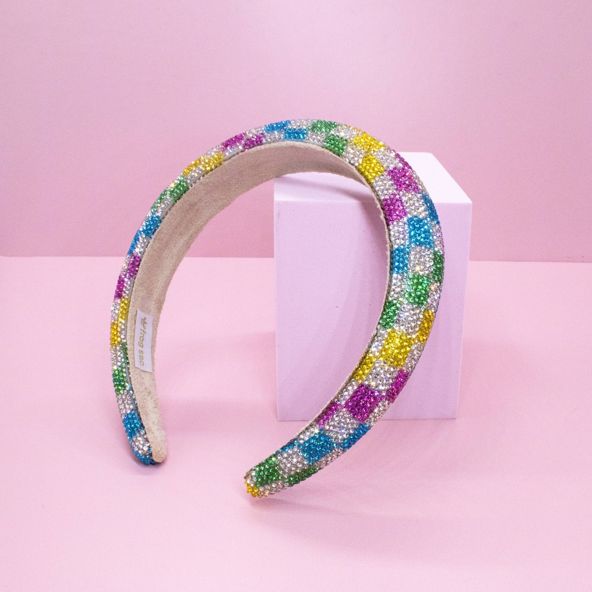 Kids Rhinestone Headband - Padded Checkerboard Hair Band - Bria Blair Creative