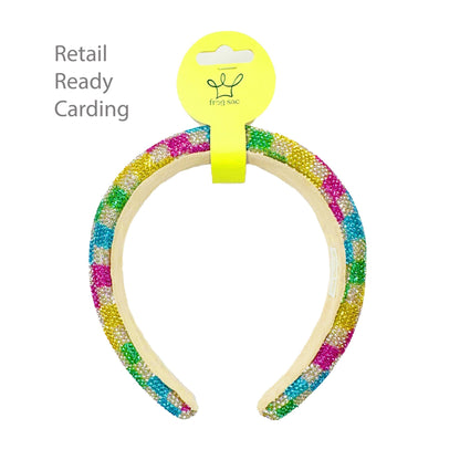 Kids Rhinestone Headband - Padded Checkerboard Hair Band - Bria Blair Creative