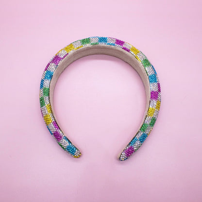 Kids Rhinestone Headband - Padded Checkerboard Hair Band - Bria Blair Creative