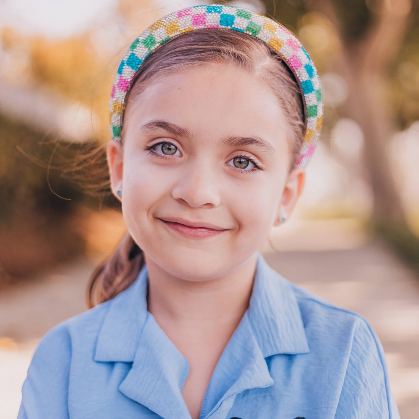 Kids Rhinestone Headband - Padded Checkerboard Hair Band - Bria Blair Creative