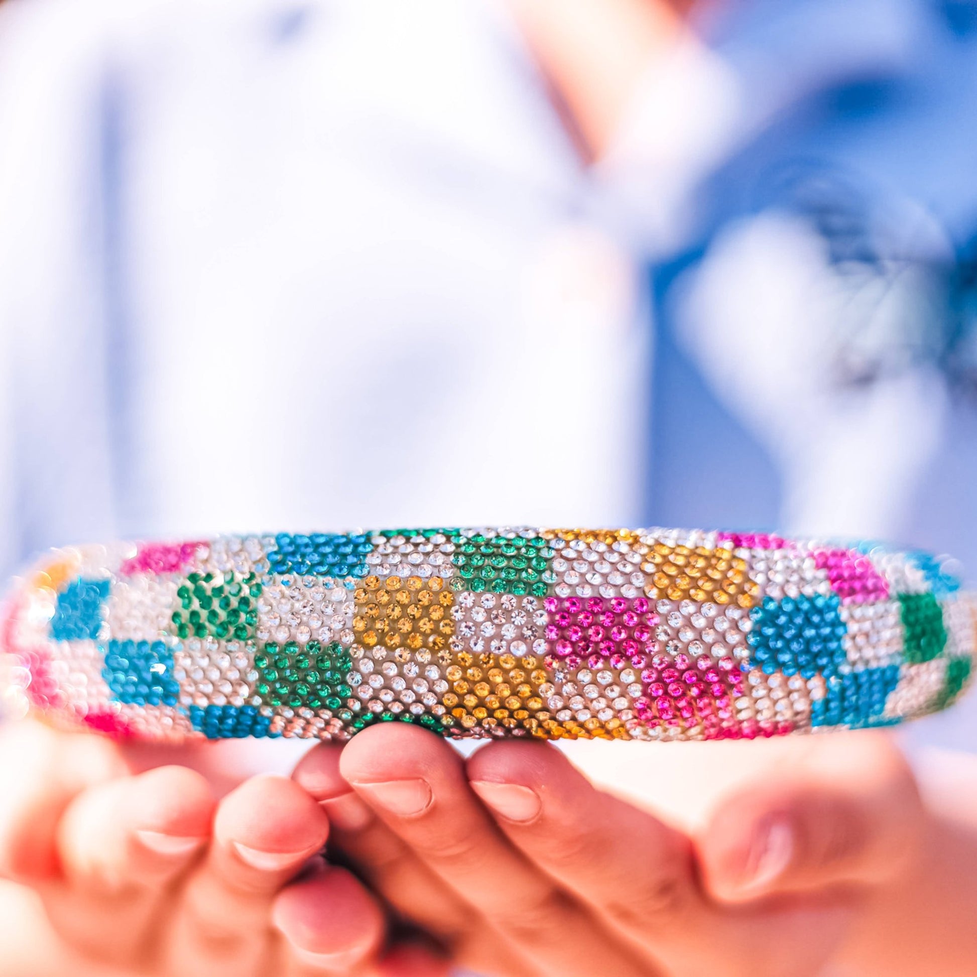 Kids Rhinestone Headband - Padded Checkerboard Hair Band - Bria Blair Creative