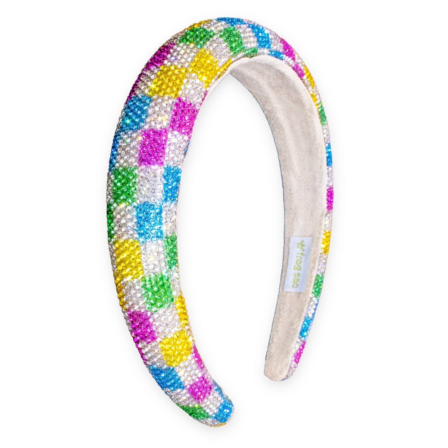 Kids Rhinestone Headband - Padded Checkerboard Hair Band - Bria Blair Creative