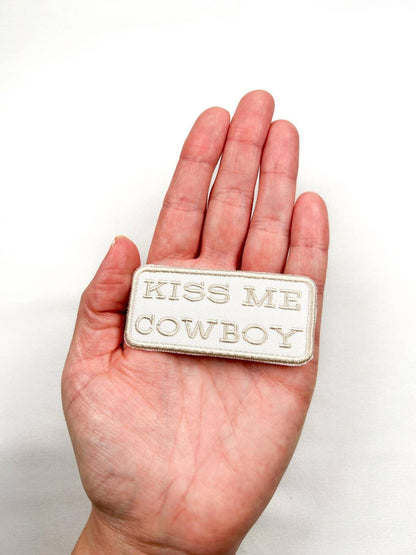 Kiss Me Cowboy Patch Embroidered Iron - On Patch Western Rodeo - Bria Blair Creative