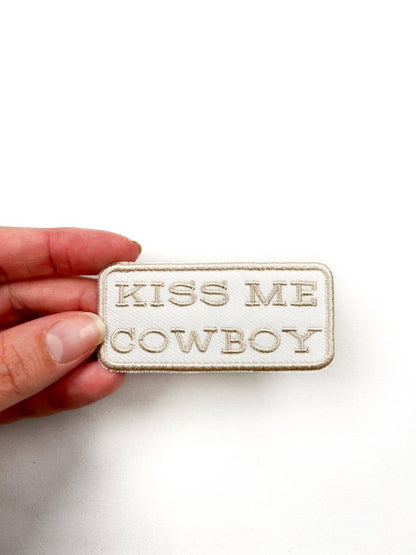 Kiss Me Cowboy Patch Embroidered Iron - On Patch Western Rodeo - Bria Blair Creative