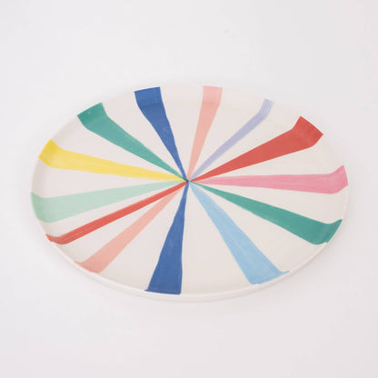 Large Bright Stripe Reusable Bamboo Plates - Bria Blair Creative