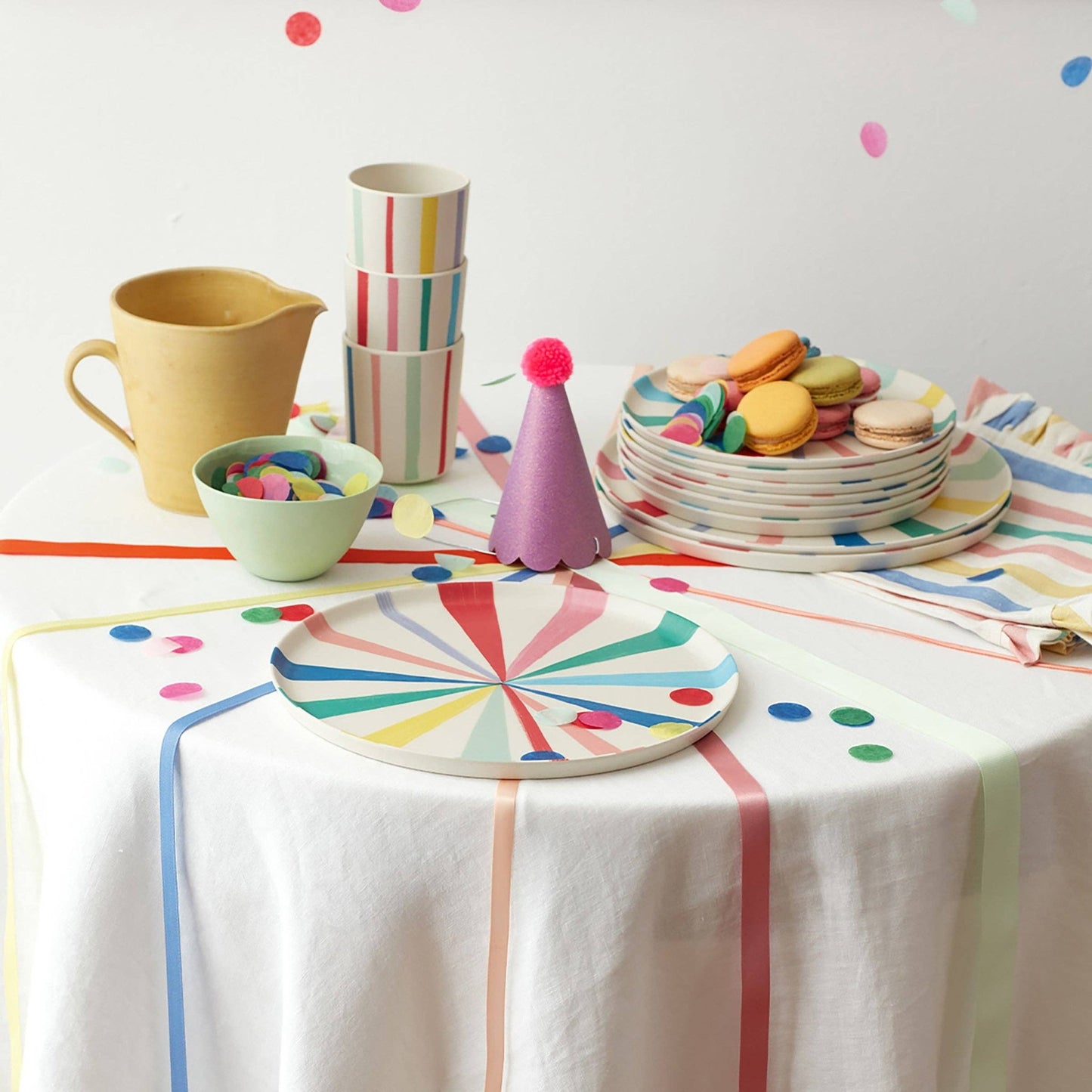 Large Bright Stripe Reusable Bamboo Plates - Bria Blair Creative