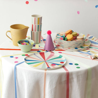 Large Bright Stripe Reusable Bamboo Plates - Bria Blair Creative