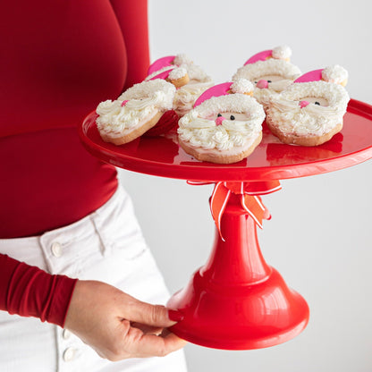 LARGE CHERRY RED PEDESTAL MELAMINE CAKE STAND - Bria Blair Creative